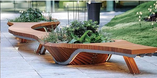 Timber Long Bench with Planter DKY869